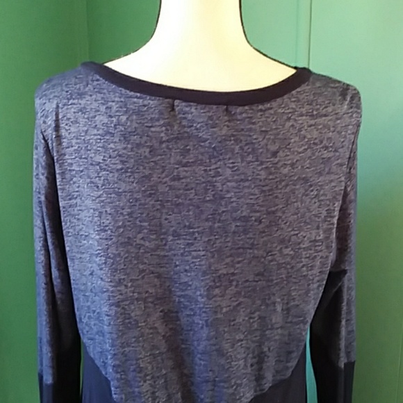 blue color block extra large long sleeve blouse - Picture 6 of 7